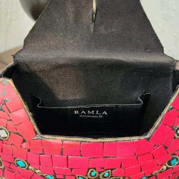 RAMLA Moroccan Mosaic Bag- Red & Gold - Picture 10 of 10
